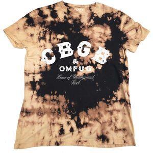 CBGB Unisex Adult Tie Dye Logo T-Shirt / Tan/Black